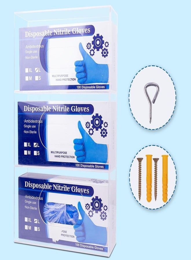 WodGod Wall-Mounted Acrylic Glove Box Dispenser Holder,3 Cartons Capacity,Glove & Facial Tissue Wire Rack for Kitchen,Healthcare,Hospital,Workshop,Office,Etc(Each Grid 9.5”x5.1”x3”) - Image 2